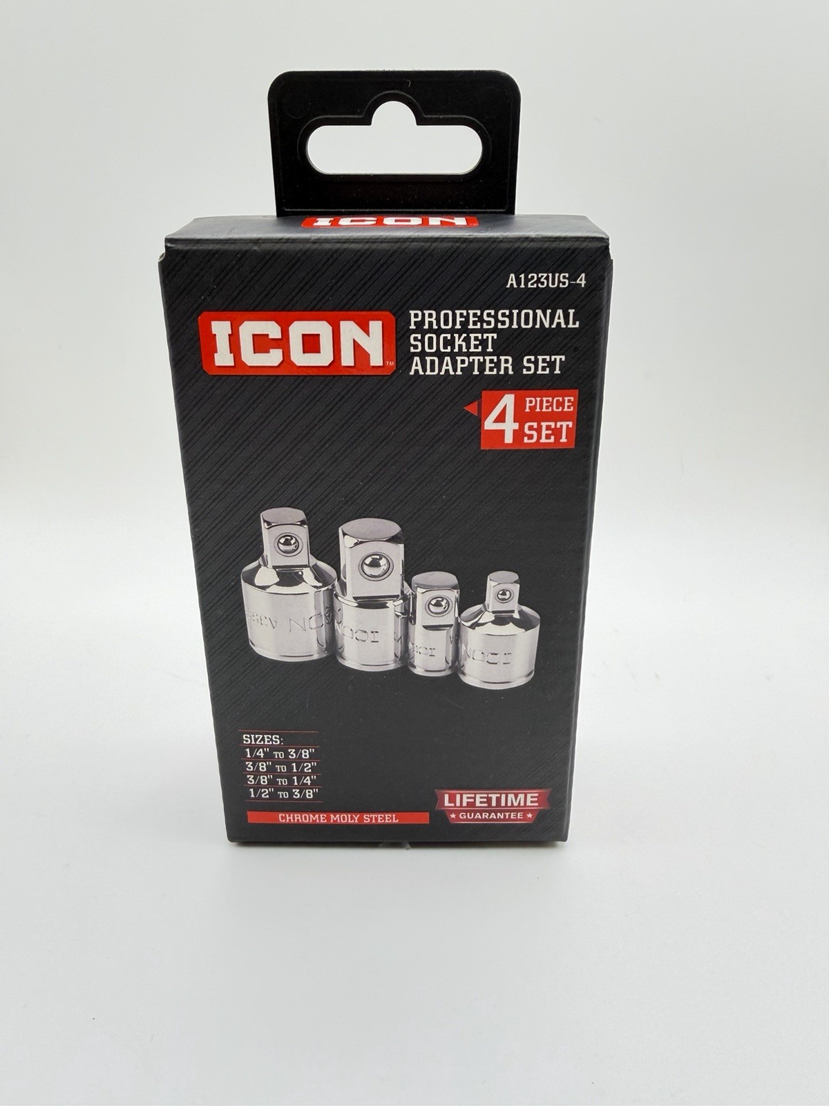 Icon Professional Socket Adapter Set 4 Piece Chrome Moly Steel A123US-4 57324