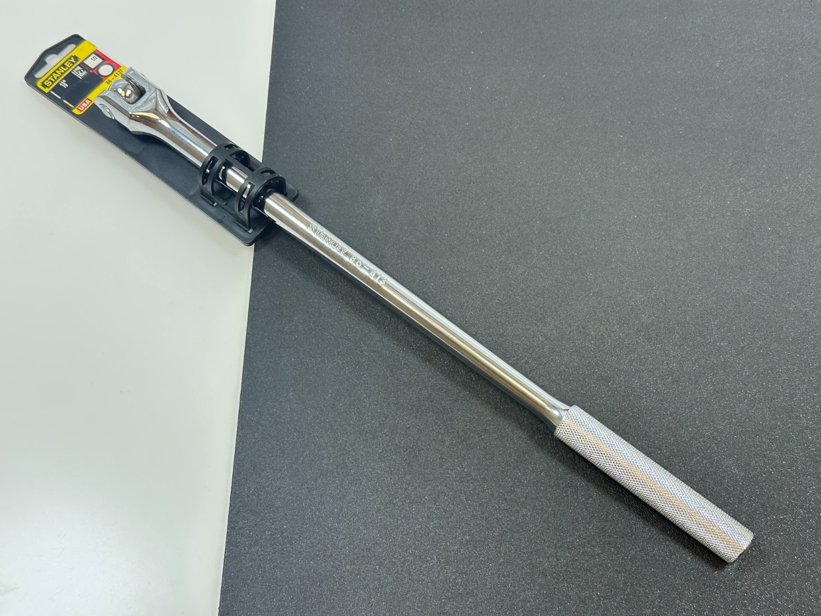 🇺🇸 NEW Stanley Tools USA 1/2″ Drive 16″ Chrome Knurled Breaker Bar, 86-413 NOS