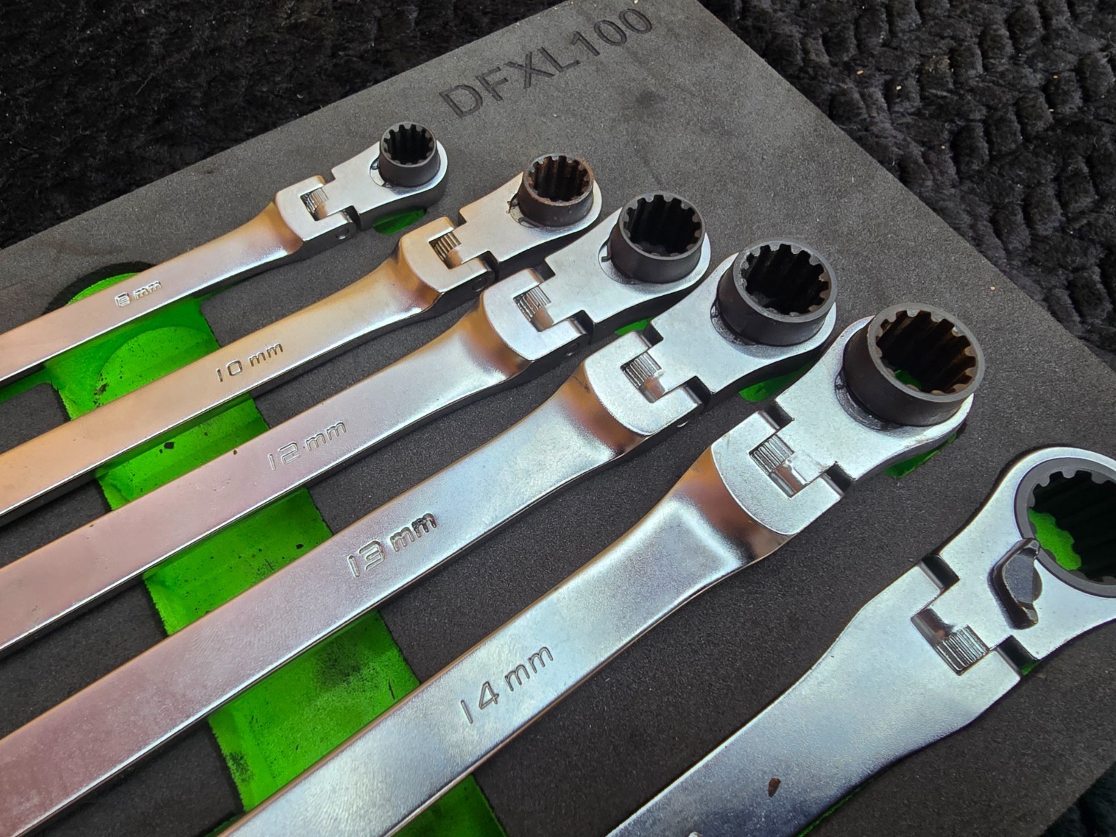 VIM Tools DFXL100 XL Deep Flex Head Ratcheting Wrench Set