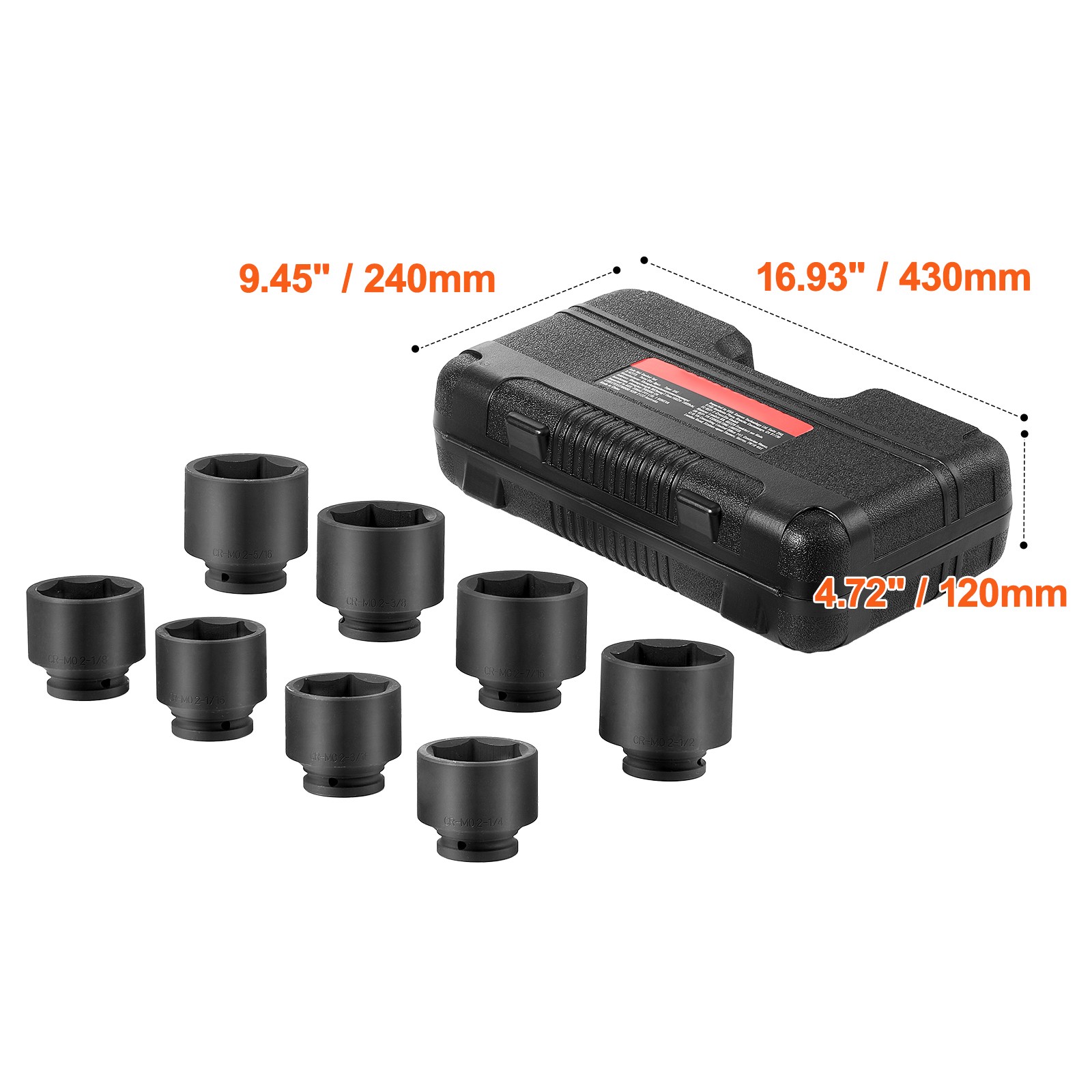 Uimoso 8PCS 3/4″ Drive 6-Point SAE Axle Nut Impact Socket Set