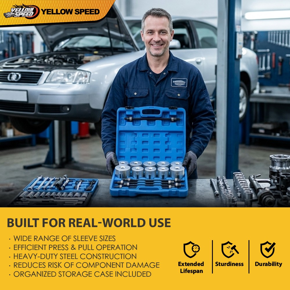 Universal Press & Pull Sleeve Kit Bush Bearing Removal Insertion Tool Kit 27 PCS
