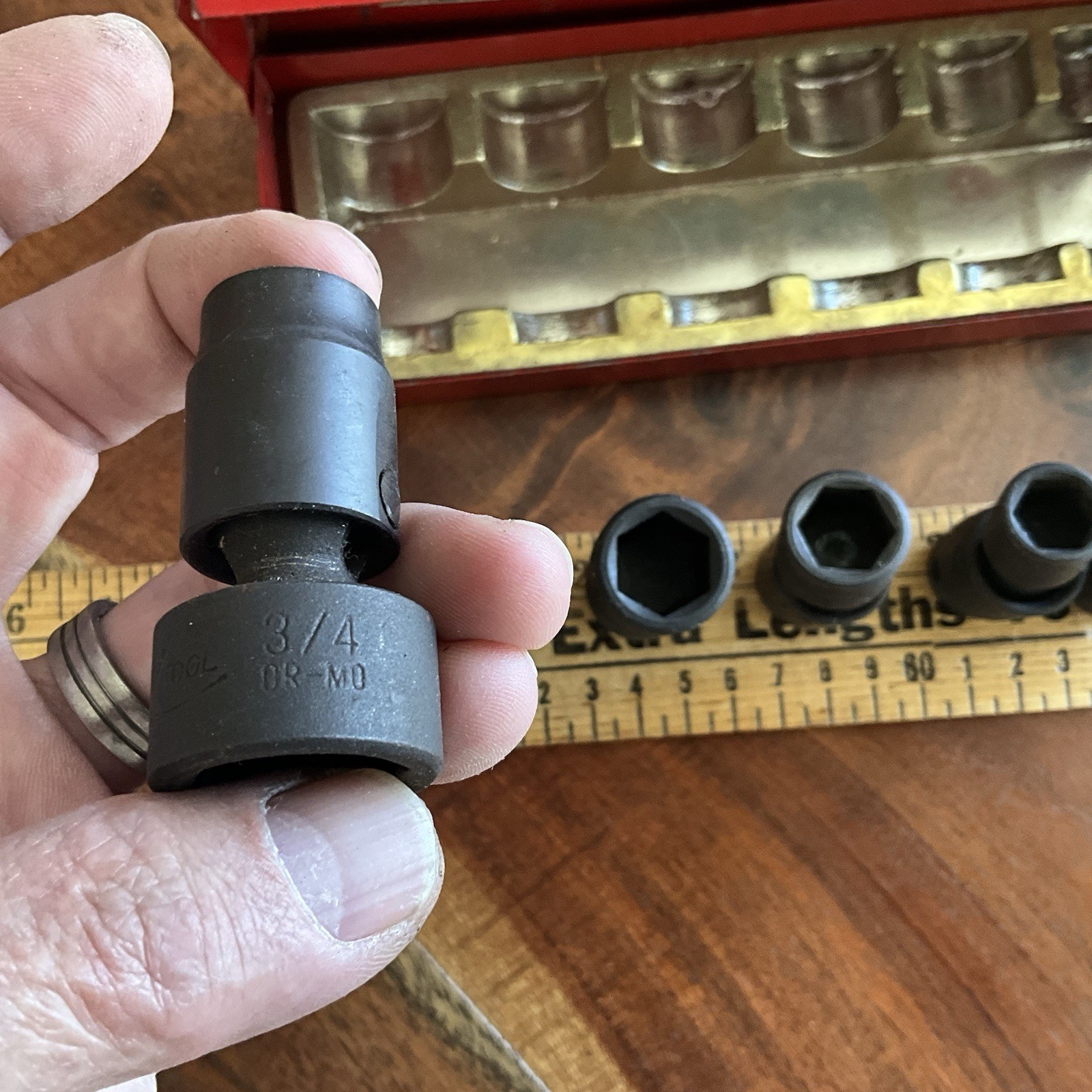 Vintage Universal Swivel Impact Set w Case 3/8″ Drive 7/16″ to 3/4″ 6 Point