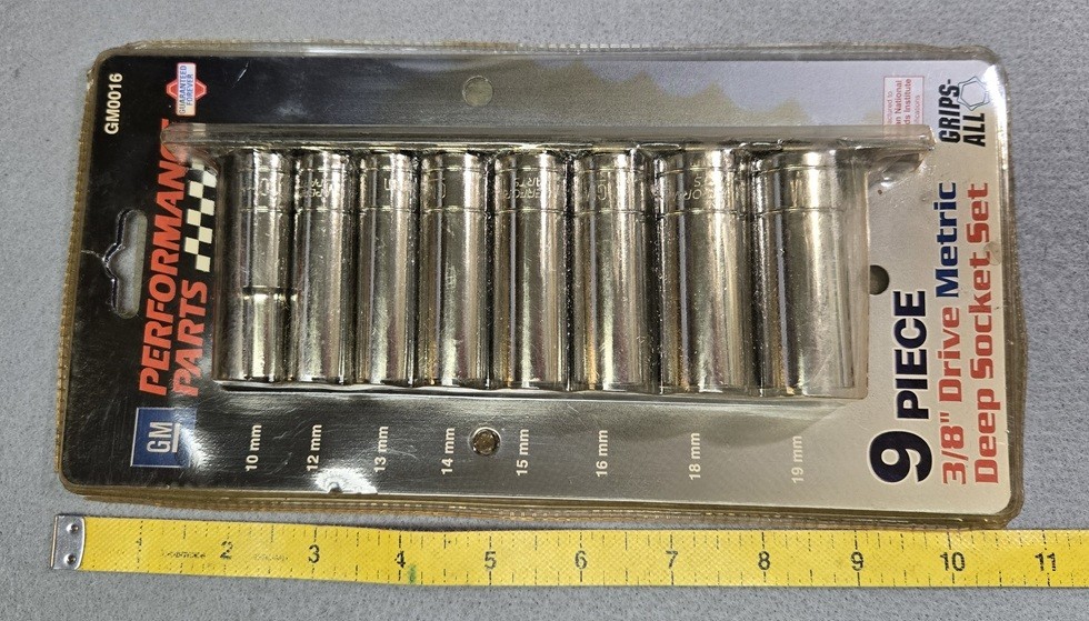 GM Performance Parts 3/8” Drive Deep Well 6 Point Metric Sockets 9pc NIP /GM0016
