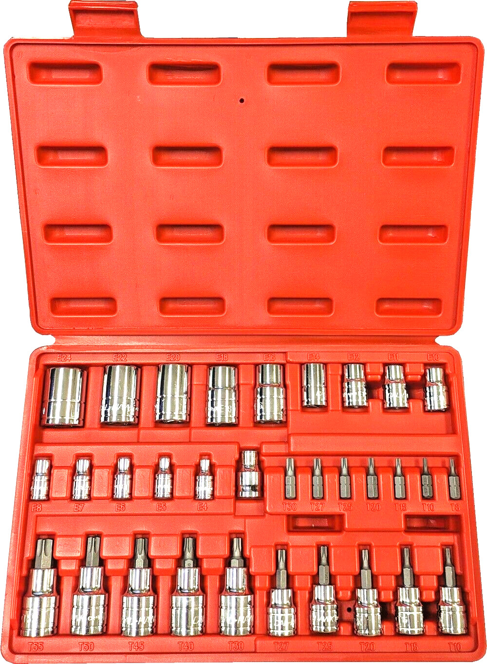 32pc 1/4″, 3/8″ & 1/2″ DR E-TORX STAR SOCKET SET & BIT MALE FEMALE E & T SOCKET