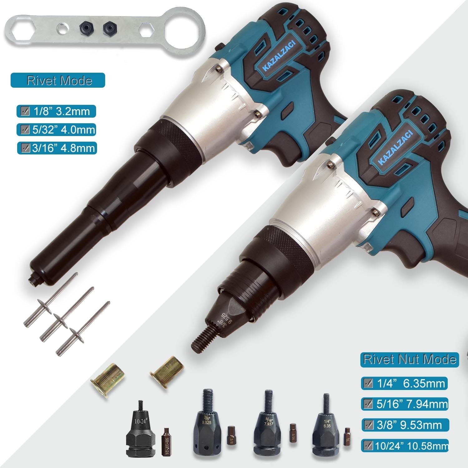 2-IN-1 Cordless Rivet/Rivet Nut Tool Electric Rivet Gun For Nuts(10/24″,…