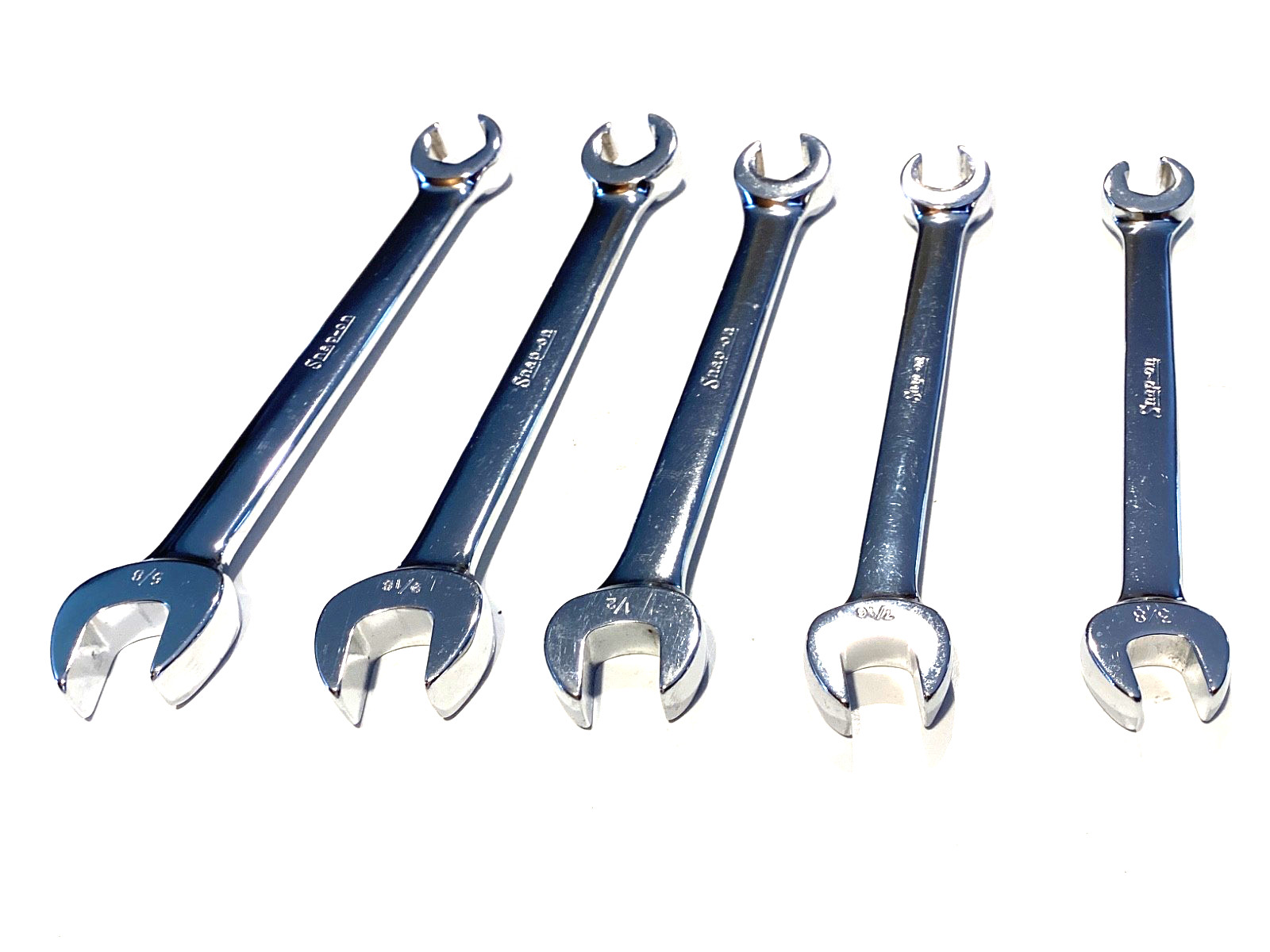 Snap On 5 Piece SAE Flare Nut Open End Combination Wrench Set RXS605 NEAR MINT