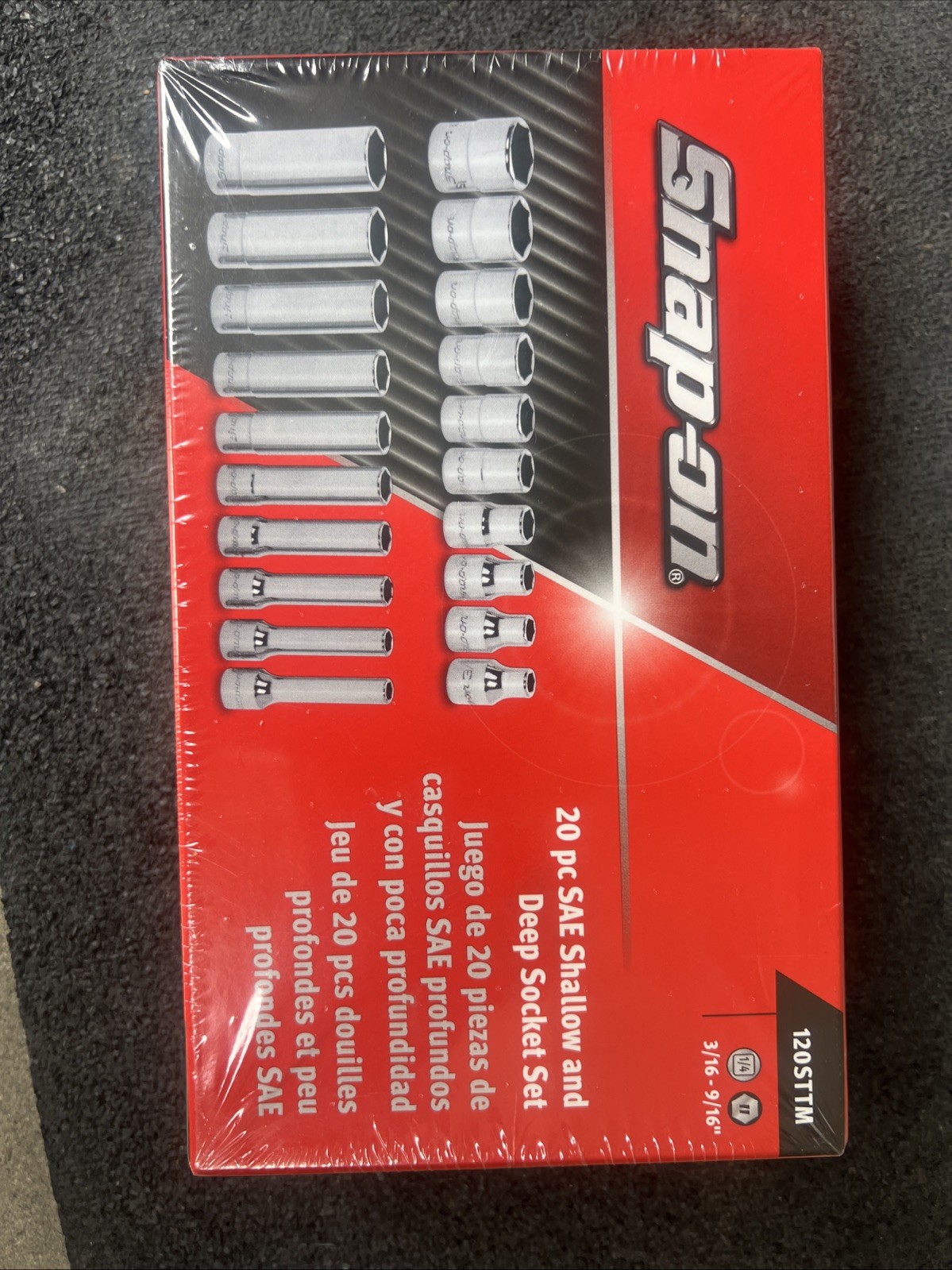 For Snap-on Tools NEW 20pc 1/4″ Drive 6PT SAE Shallow Deep Socket Set 120STTM