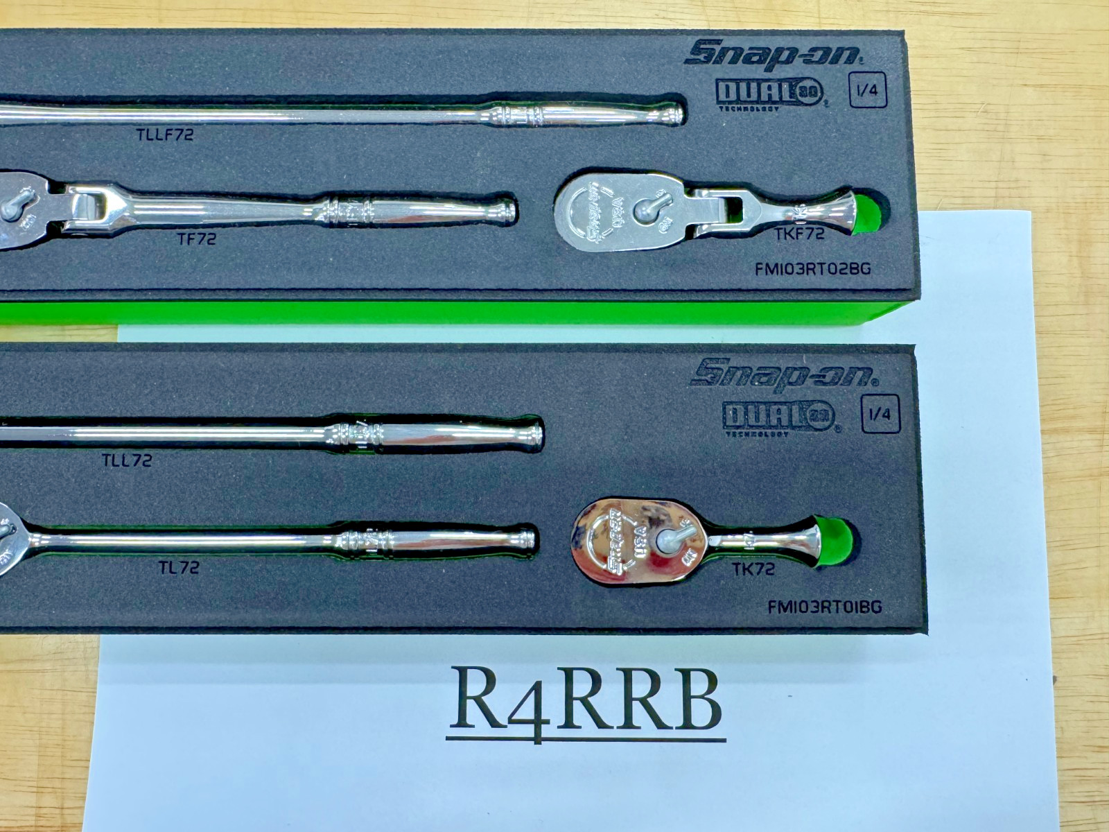 Snap-on Tools USA NEW 6pc 1/4″ Drive Fixed Flex Head Ratchet RARE GREEN FOAM Set