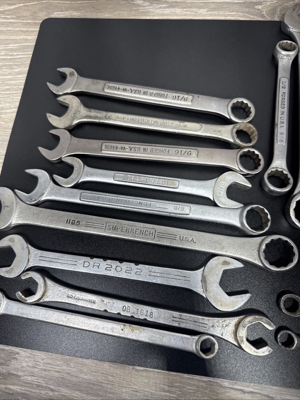 Vintage Lot of 33 Assorted Wrenches Tools Craftsman, Mac, Dunlap,Powr-Kraft,More