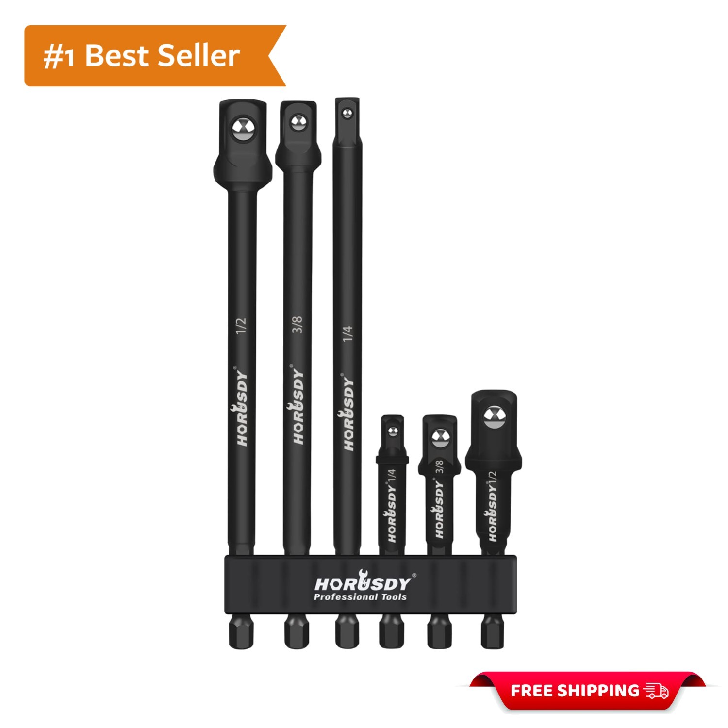 6-Piece Impact Sockets Adapter Sets, 3-Inch and 6-Inch Hex Shank 1/4″ 3/8″ 1/2″