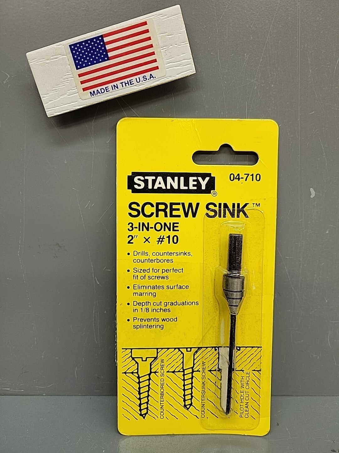 Stanley 04-710 3-In-One Screw Sink 2″ x #10 USA 1524A New Old Stock
