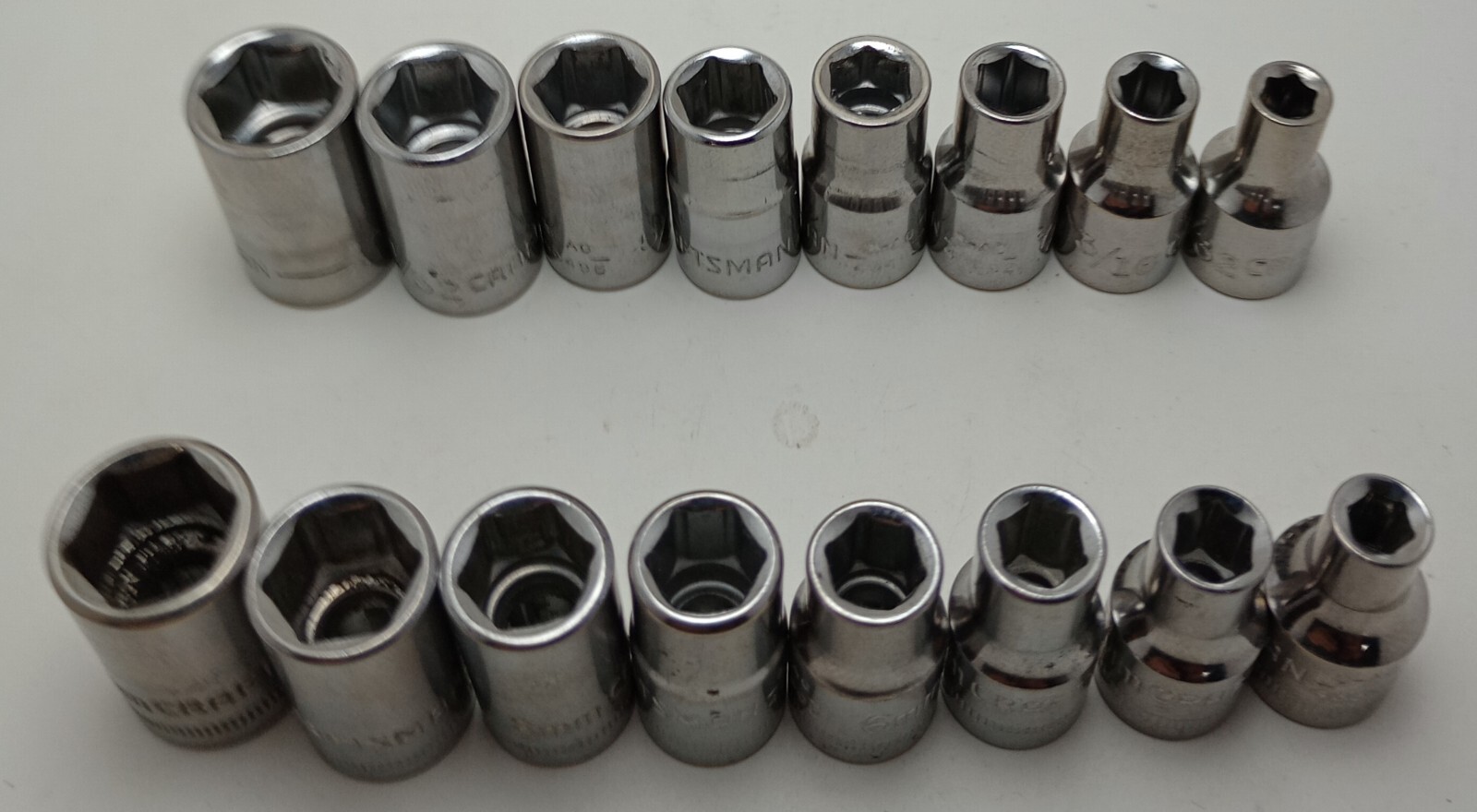 CRAFTSMAN 1/4 Drive Set 16 Shallow Metic & Standard 6-Point 4mm-10mm 5/32″-3/8″
