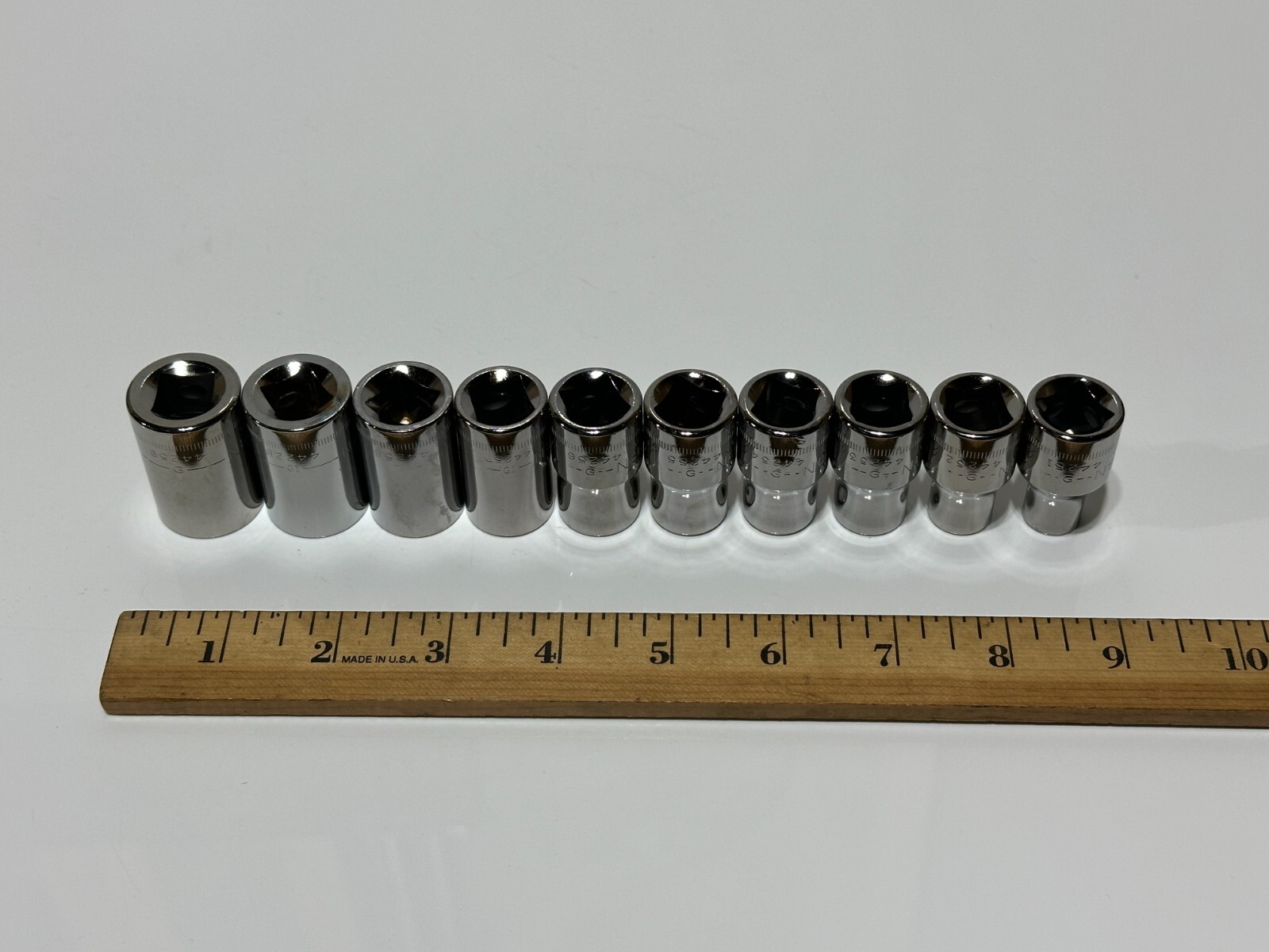 Craftsman USA NOS 10pc Metric 9mm to 19mm Shallow Socket Set, 1/2″ Drive 6 Point