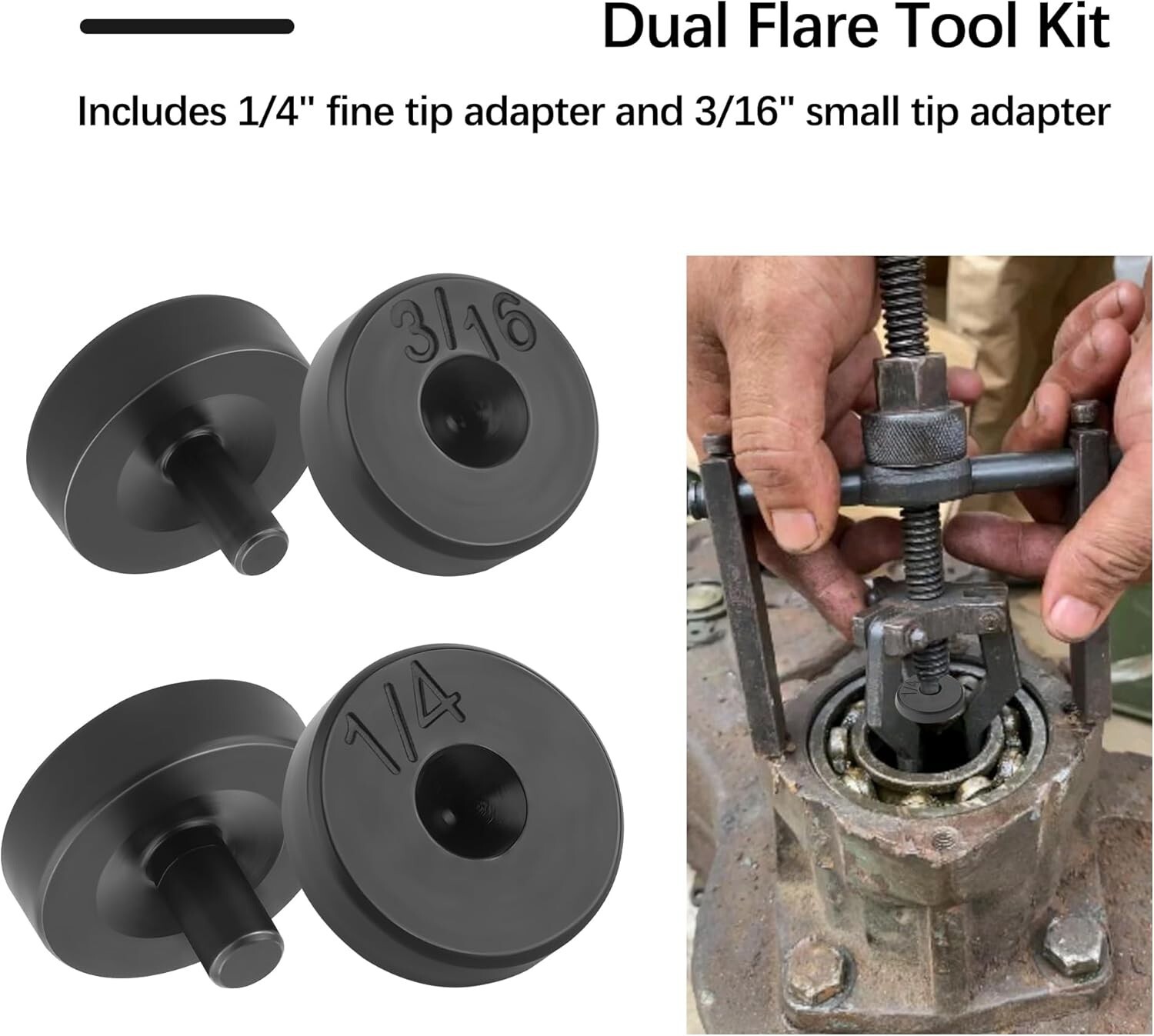 Brake Line Flaring Tool Kit, 6PCS, 3/16″ & 1/4″ Double Flare Tool for Brake Line