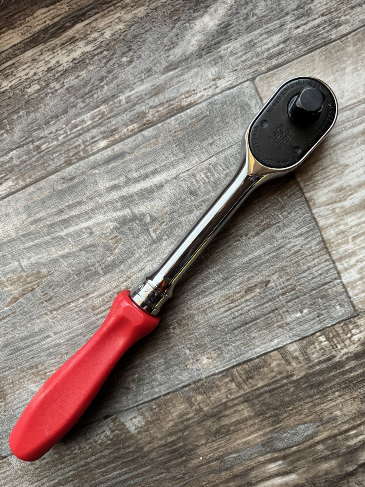 Snap On shd80a 1/2” drive hard handle long ratchet Red 11-5/8” long