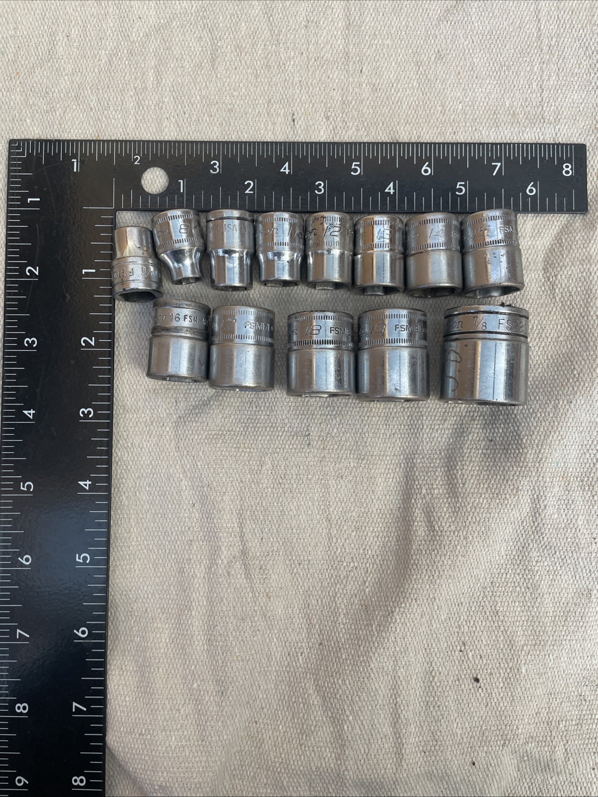 SNAP-ON 8-19mm 14 Piece 3/8″ Drive 6-Point Shallow Socket SET USA