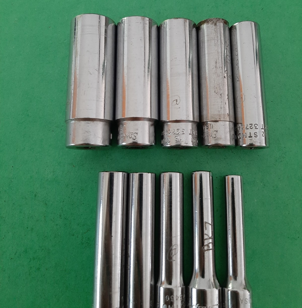 10pc Snap-on Tools USA 1/4″ Drive SAE Deep 12pt POINT Chrome Socket Set READ!!