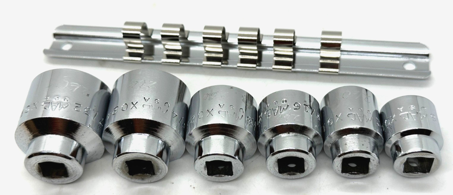 🇺🇸 MAC Tools USA 7/16″ – 27/32” WEATHERHEAD SAE Socket Set Lot 3/8” DR Rail