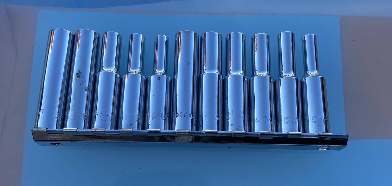 11 Piece Stanley Cr-V 1/4 Drive 6pt Metric And SAE Deep Socket Set