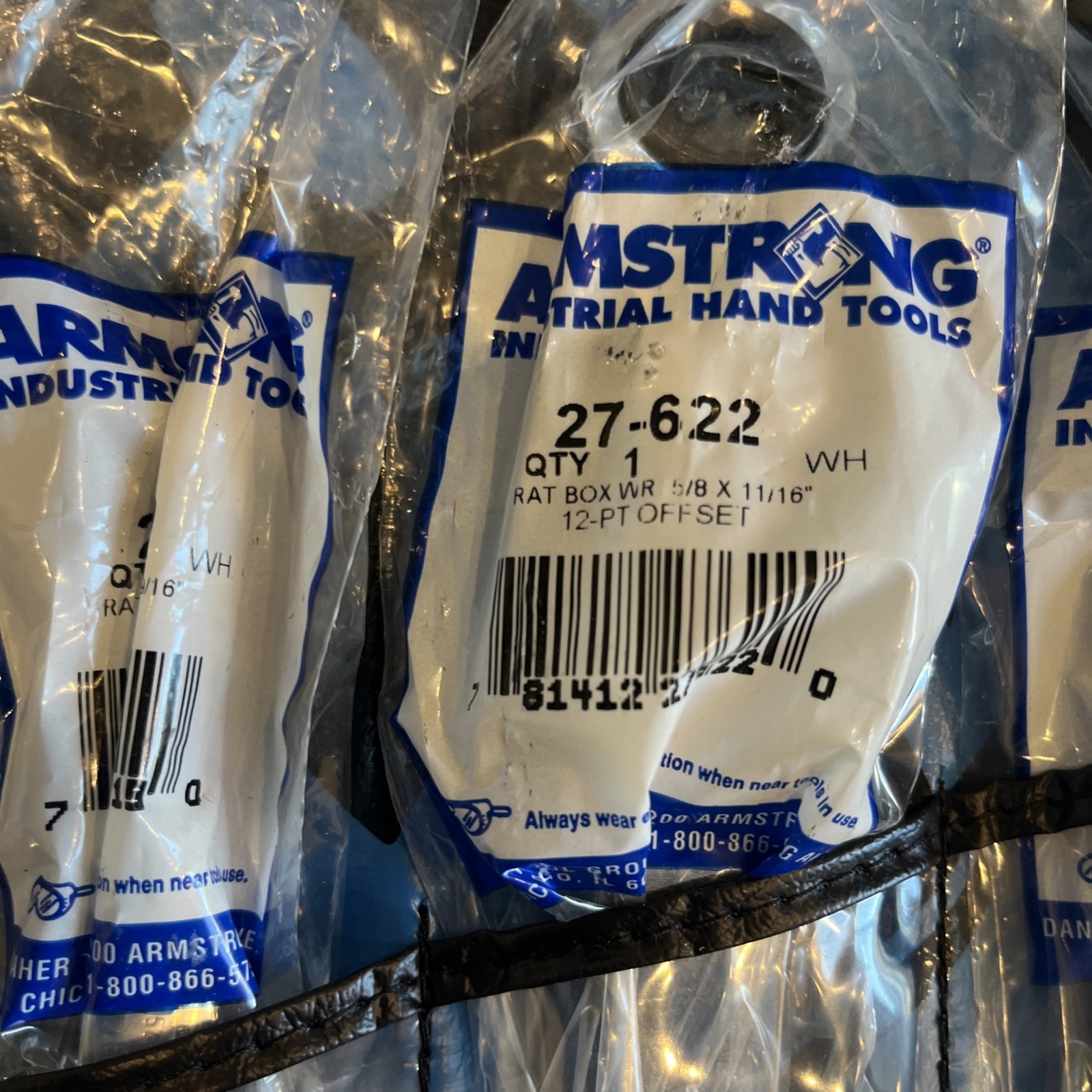 Armstrong Tools USA 27-635 SAE Offset Ratcheting Box Wrench Set Kit Bag, NEW NOS