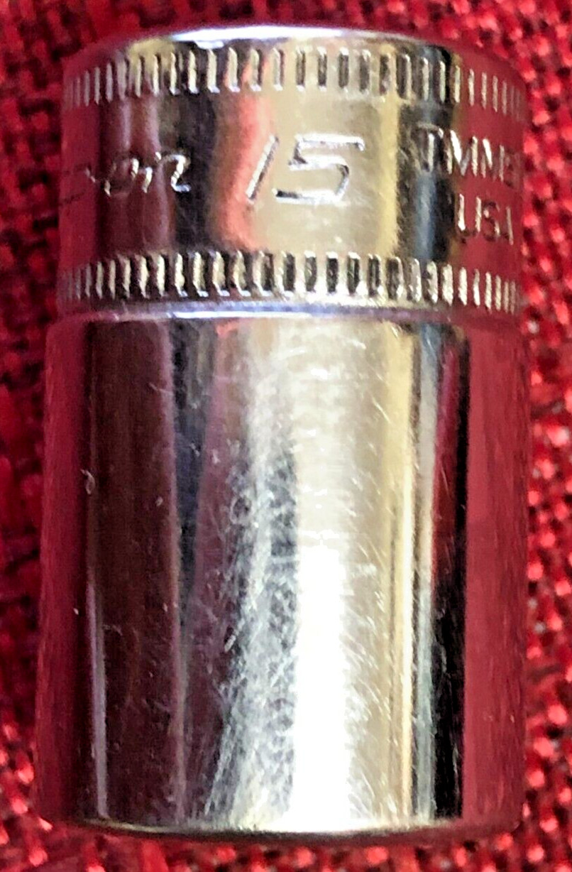 Snap On TMMS15 Metric 15mm SEMI-DEEP Socket 1/4″dr 6pt 1.2″L 1991 USA Good8.5/10