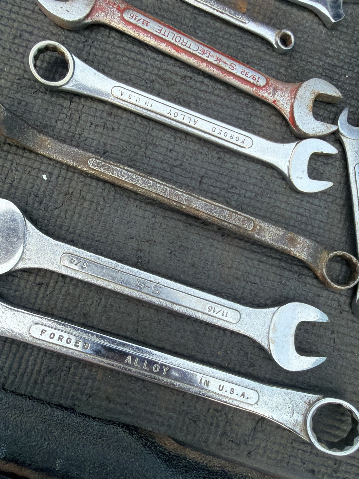 SK Tools USA S-K Large Wrench Lot 17pcs 1 Broken Rest of C-26 C-30 SAE Metric Tr