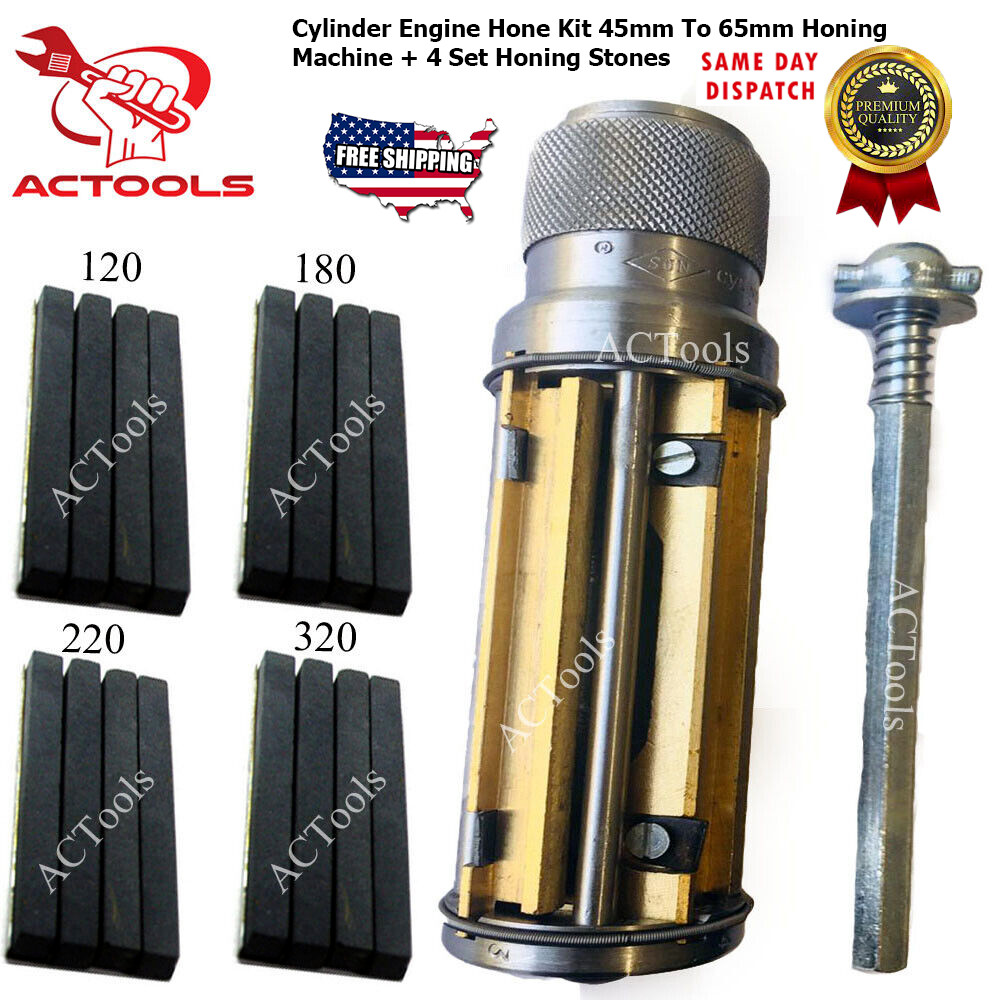Cylinder Engine Hone Kit 45mm To 65mm Honing Machine + 4 Set Honing Stones USA
