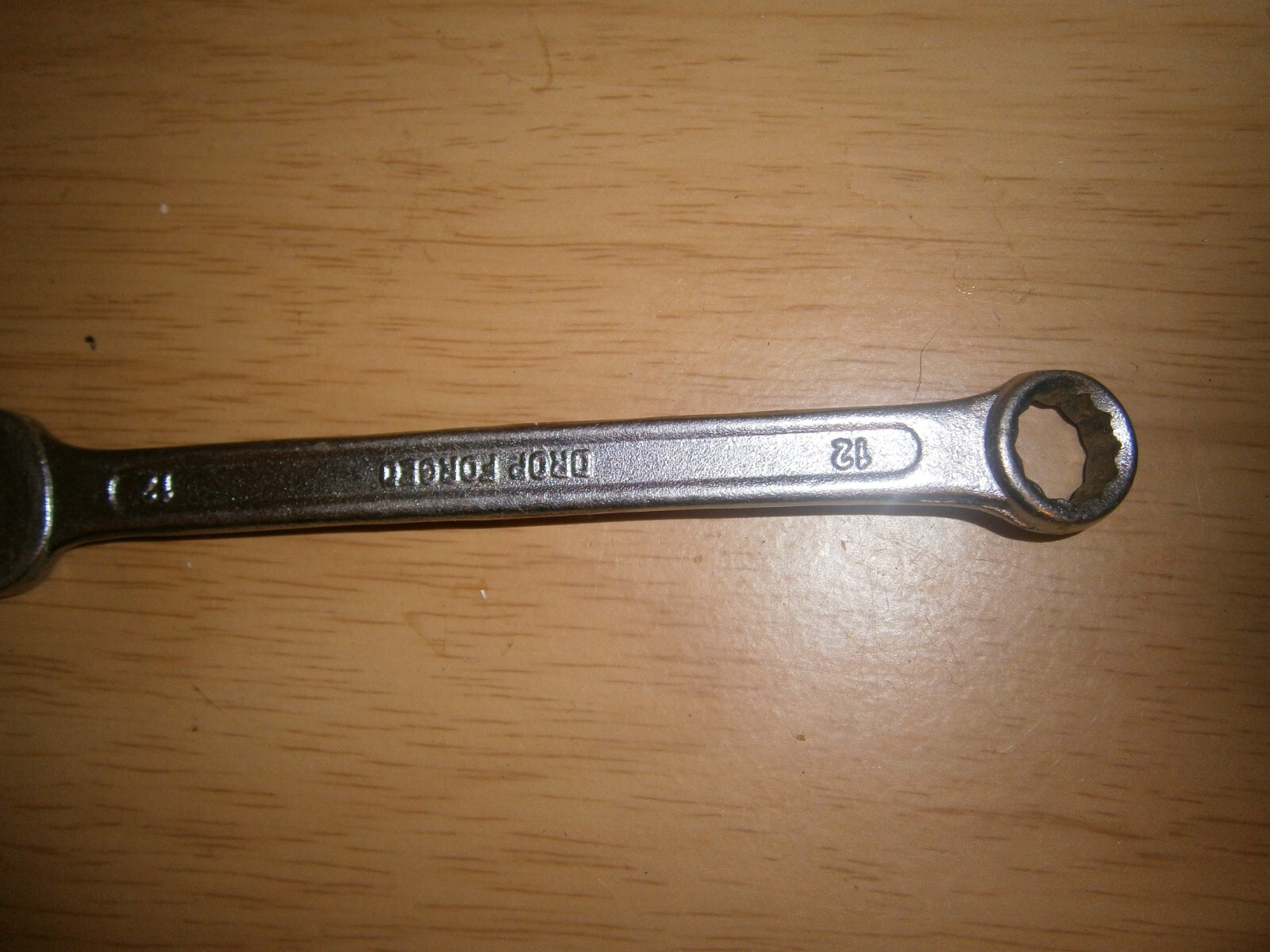 Vintage silver tone spanner. 12mm both ends.(E6b)
