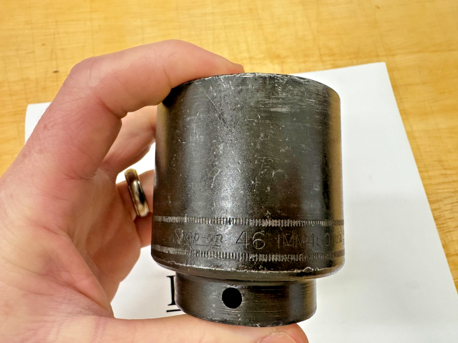 Snap-on Tools USA 1/2″ Drive 46mm Metric 6pt Shallow Impact Socket IMM460 used