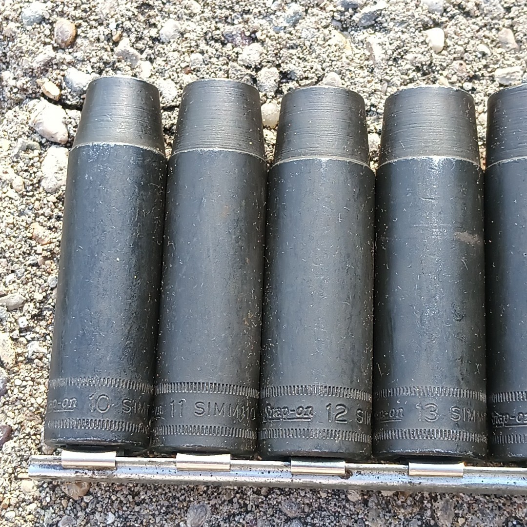 Snap-On SIMM 1/2″ Drive 6-Point 10mm – 19mm Metric Deep Impact Socket Metal Rail
