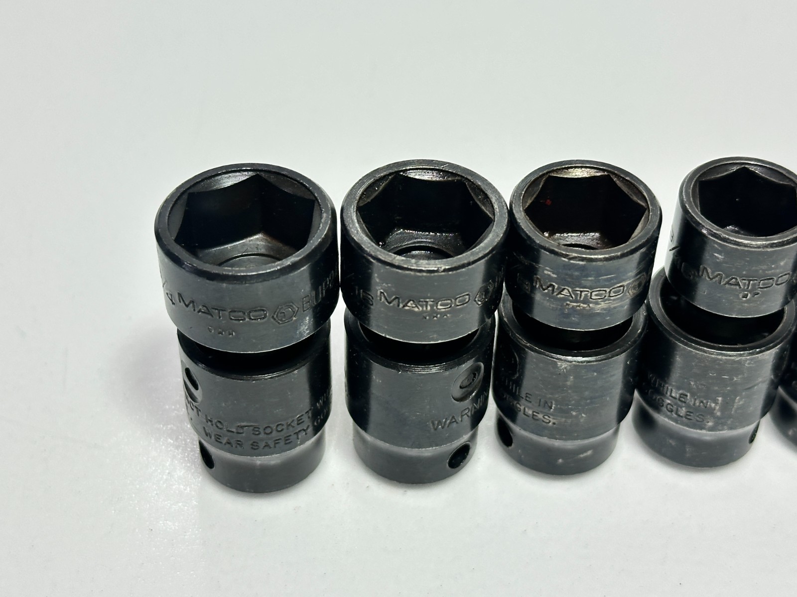 Matco Tools USA 5pc 3/8” Drive SAE Swivel Universal Impact Set Lot, 7/16-3/4”