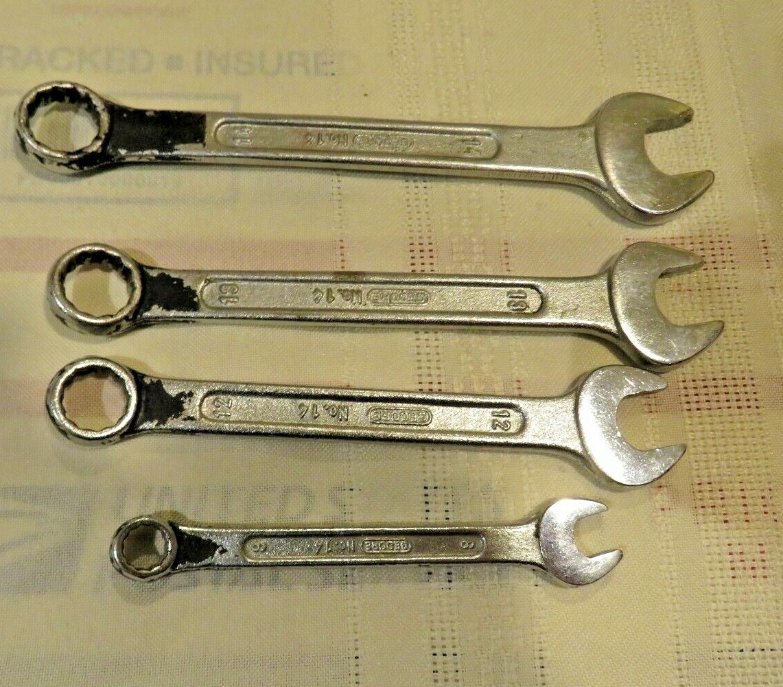 Set of 4 Gedore Combination Wrench Set Drop Forged India + 1 Gen-Tech Combo