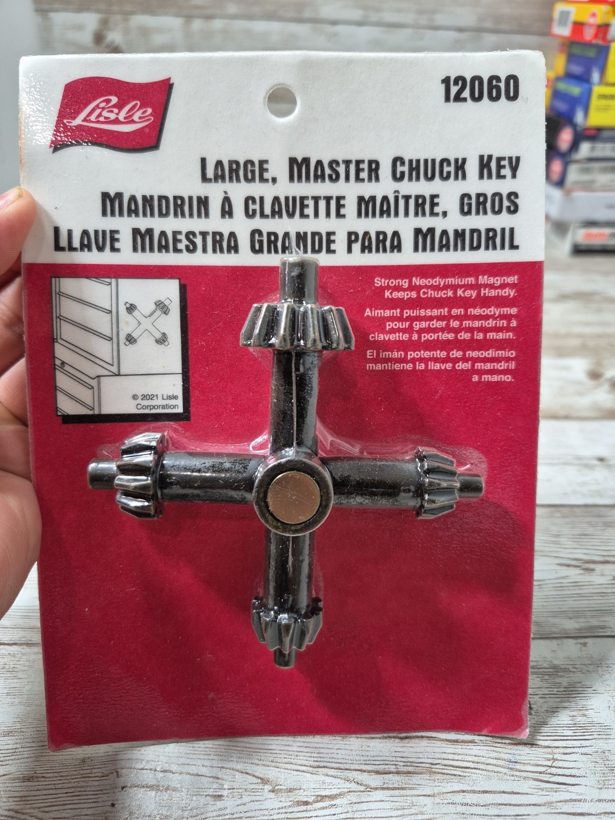 Lisle 12060 Large Master Magnetic Chuck Key with 4 Sizes