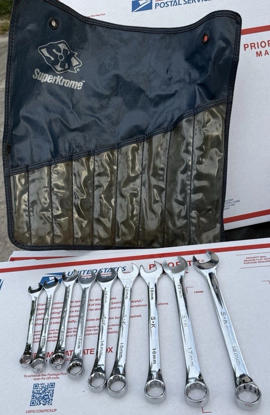 VINTAGE S-K Tools USA Super-Krome® Metric W/CASE Super Chrome wrenches CLEAN
