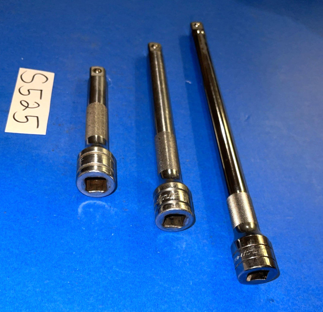 SNAP-ON TOOLS 3 PIECE 1/2 DRIVE KNURLED EXTENSIONS 5, 8, 11 INCH