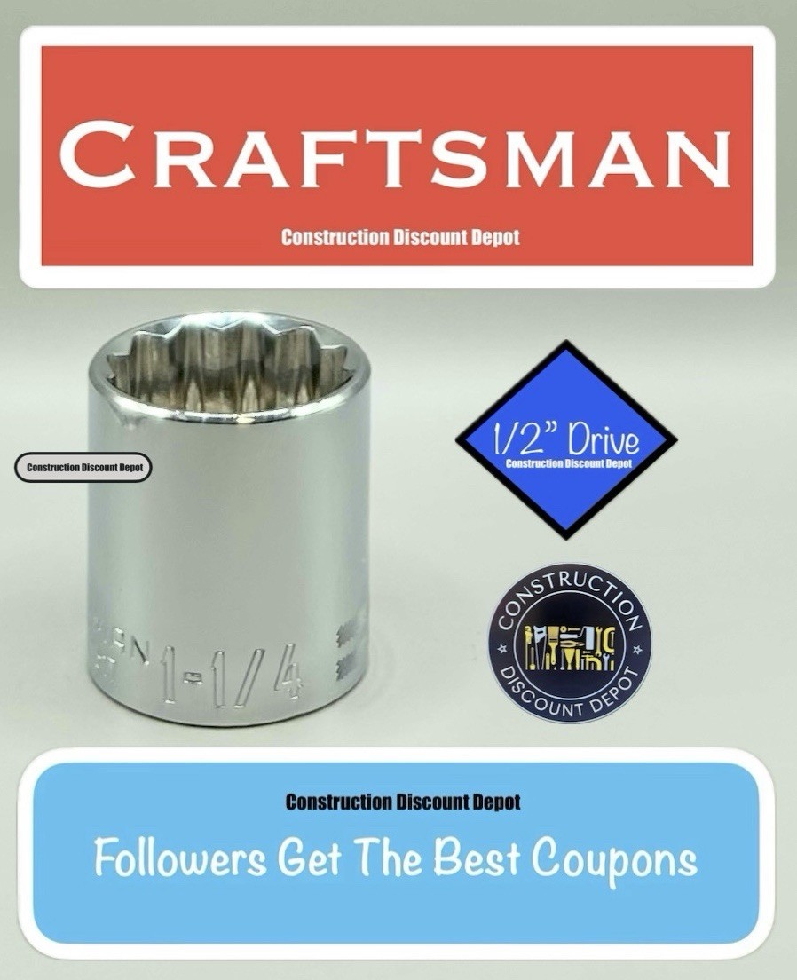 CRAFTSMAN Shallow Socket SAE 1/2″ Drive 1-1/4″ 12Point CMMT47517