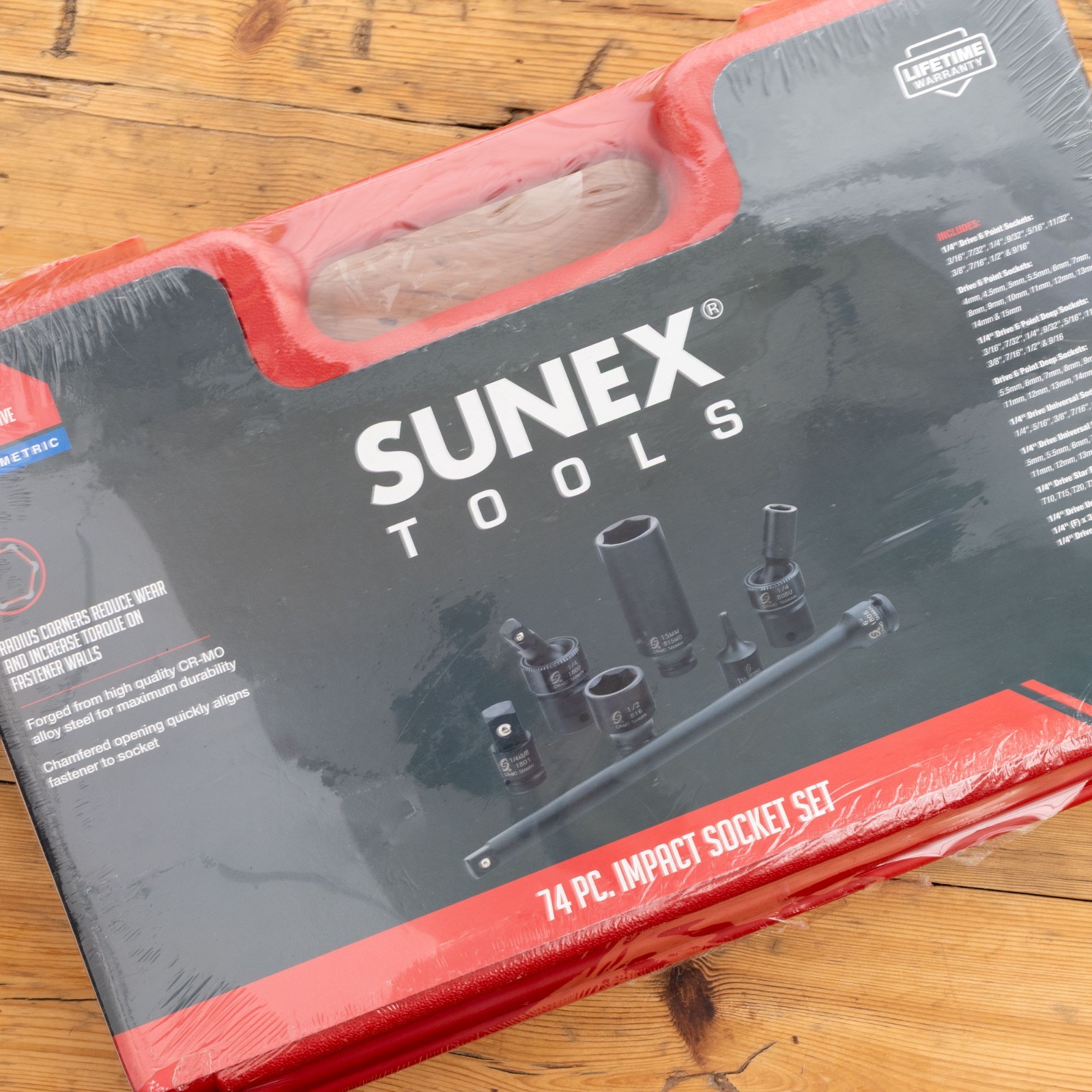 Sunex Tools 1/4″ 74 Pc Impact Socket Set Shallow Deep Swivels Metric + SAE 1874