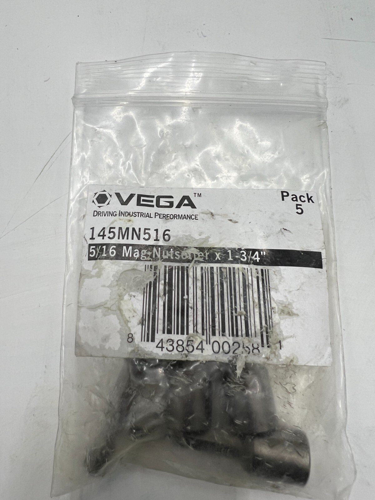 (QTY 5) VEGA Tools 1-3/4 in Length Magnetic Nutsetter 145MN516 1/4 in-Hex Drive