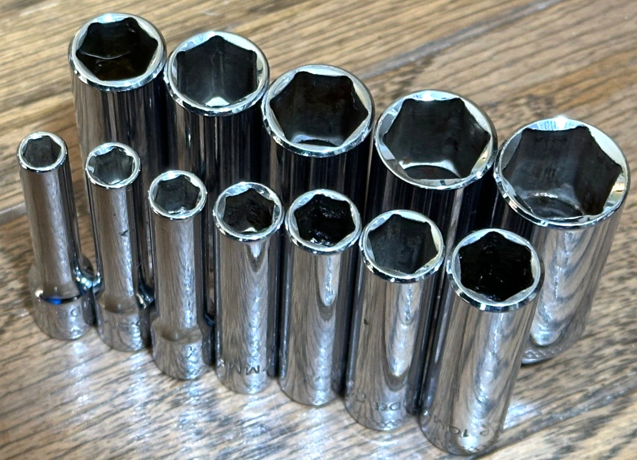 🇺🇸 MAC Tools USA 1/4″ Drive METRIC 5mm – 15mm Socket Set Shallow Deep 6PT Lot