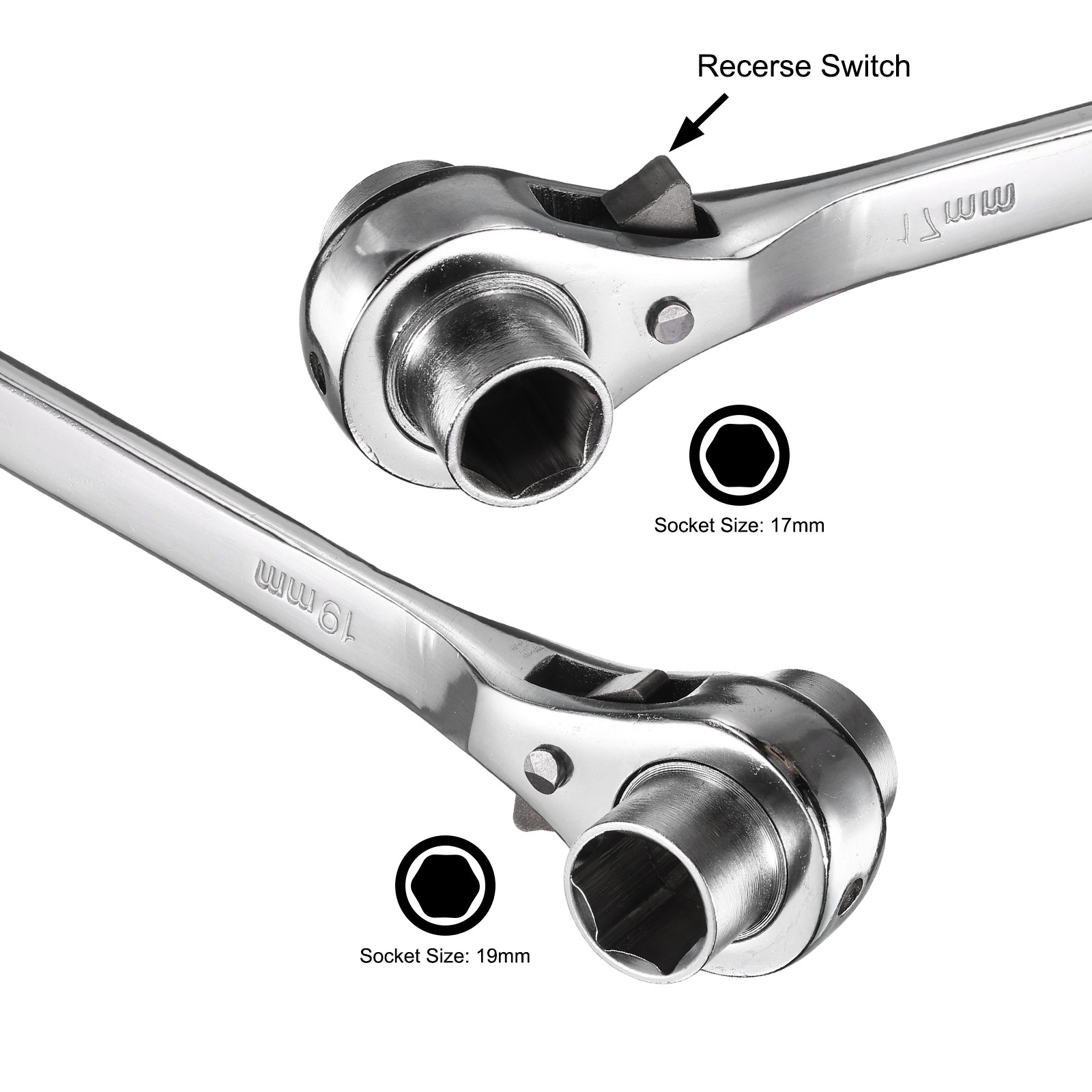 19x22mm,17mmx19mm Hexagon Scaffold Podger Ratchet Spanner Set