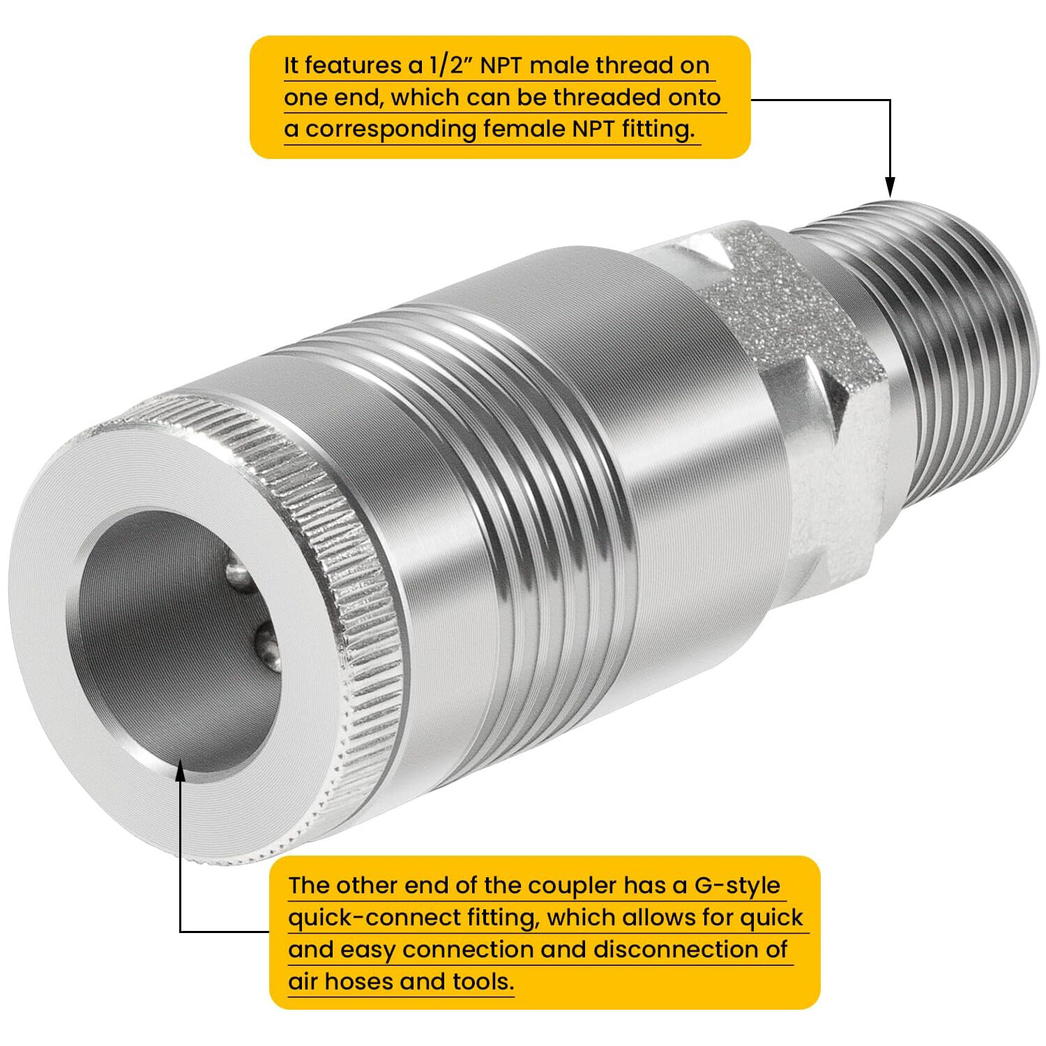 S-1816 1/2-in MNPT G Style Couplers Fits for Requiring Over 60+ SCFM (5Pcs/Set)