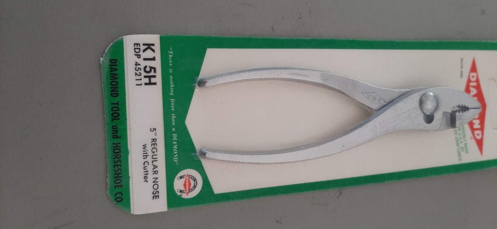 NOS Diamond Tool Horseshoe 5″ Regular Nose Cutter Slip Joint Pliers K15 K15H 1A