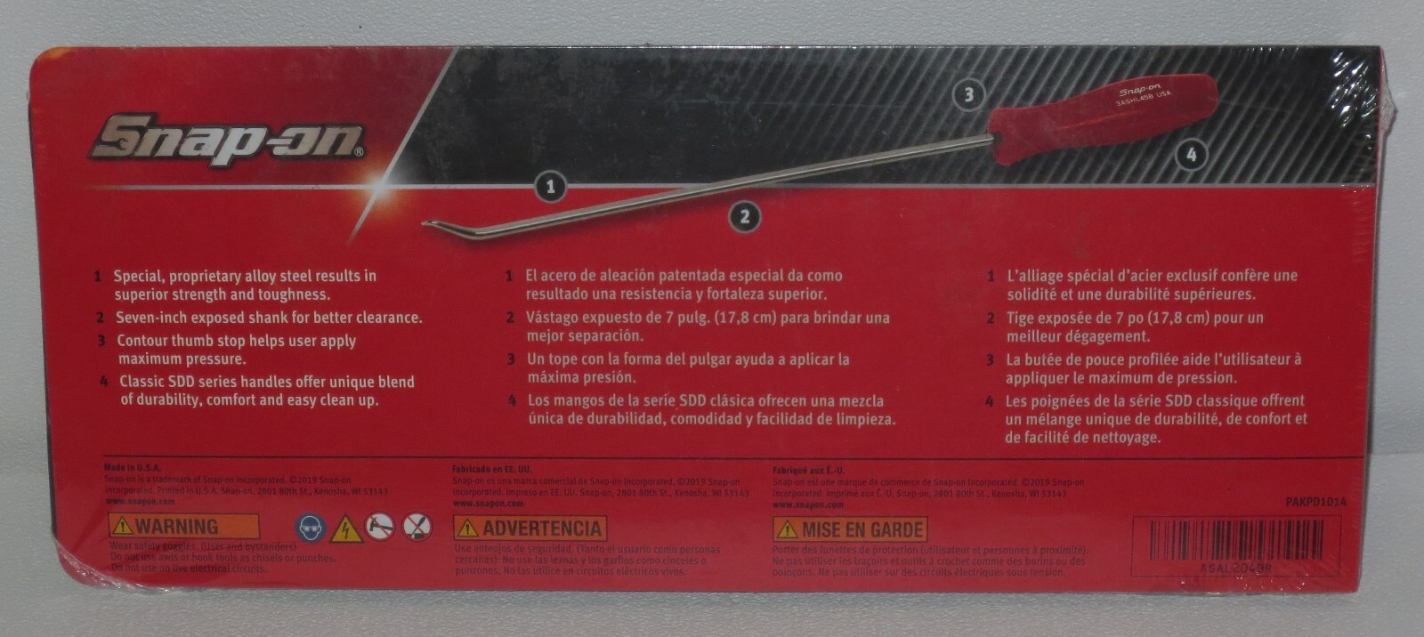 NEW! Snap-on Pick Set, LONG SHAFT, ASAL204BR *RED HARD HANDLES* NEW & SEALED!