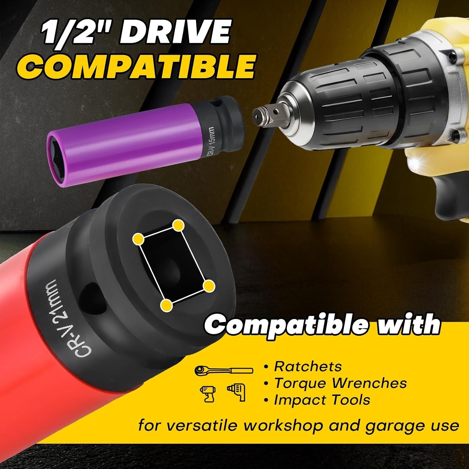 Ultimate 5-Piece Wheel Protector Impact Socket Set | 1/2 Inch Drive, CR-V Steel