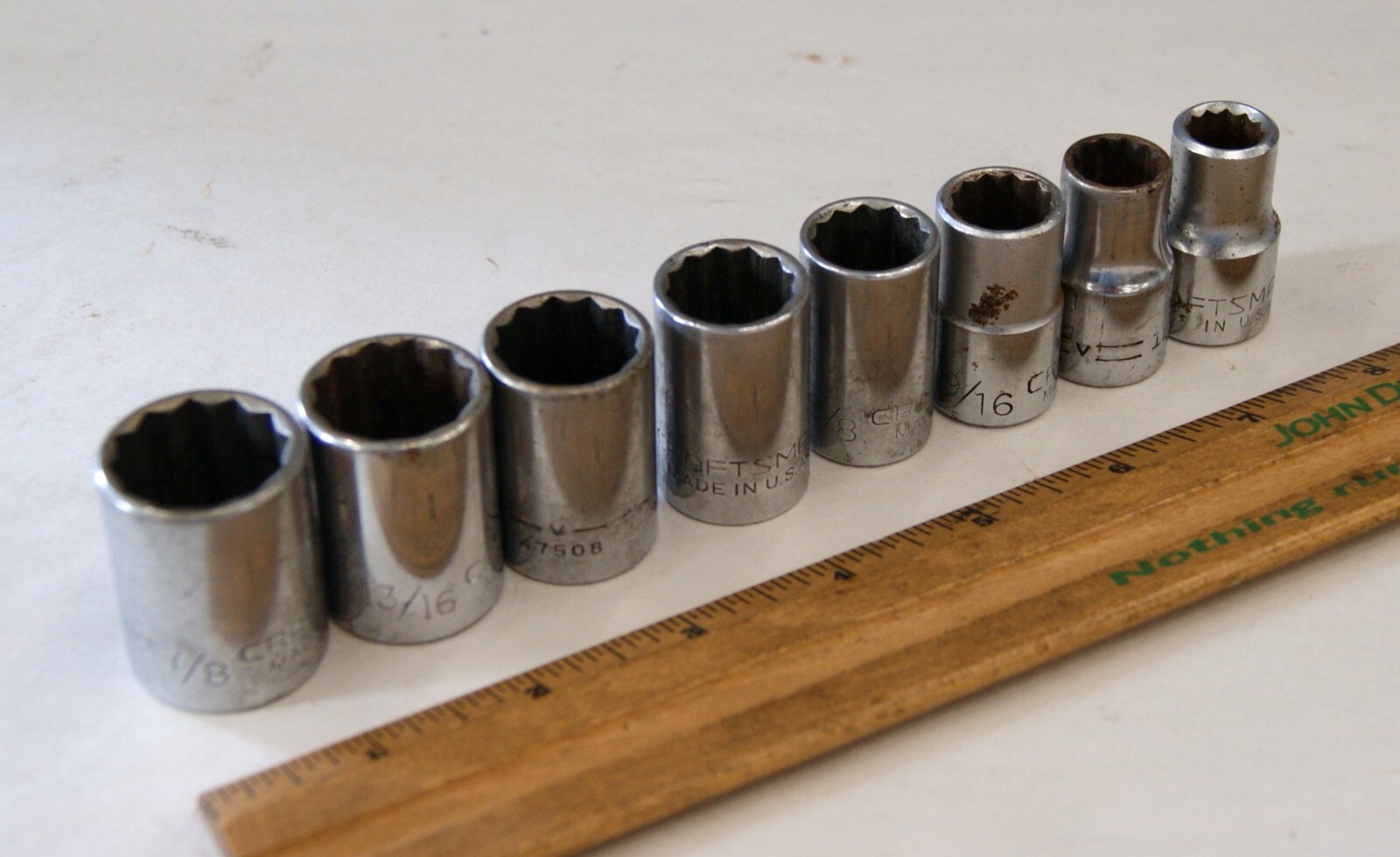 Vintage Craftsman 12 pt. Sockets Set USA Made, 1/2″ Drive, 7/16″ to 7/8″, BN3957