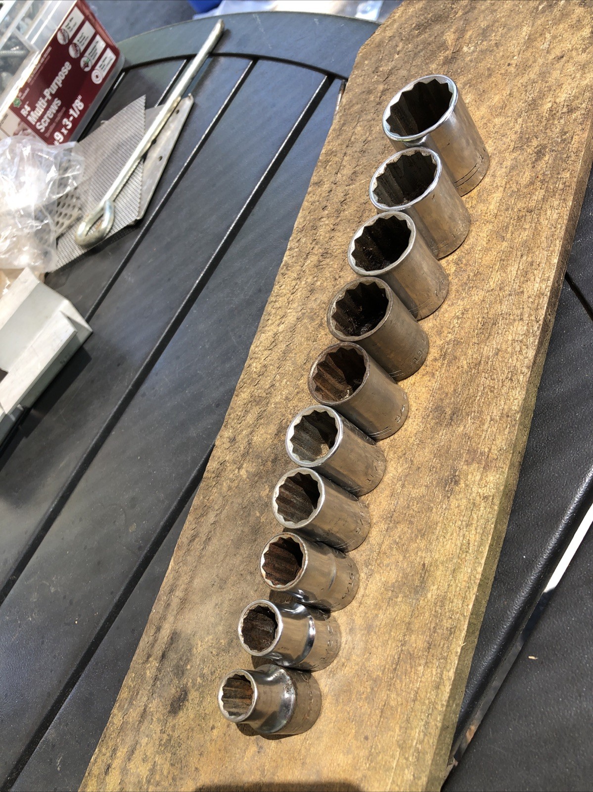 Craftsman “V” Series 1/2 Drive 12 Pt Socket Set 7/16-1” USA 10 Pcs Old No Number
