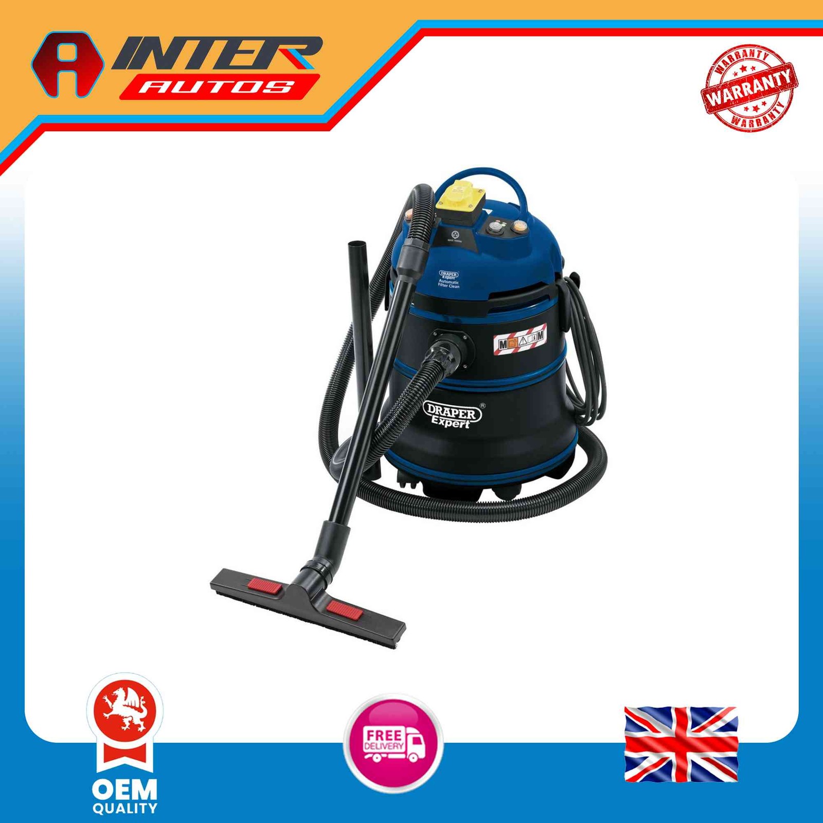Draper Expert 110V M-Class Wet and Dry Vacuum Cleaner, 35L, 1200W 86685