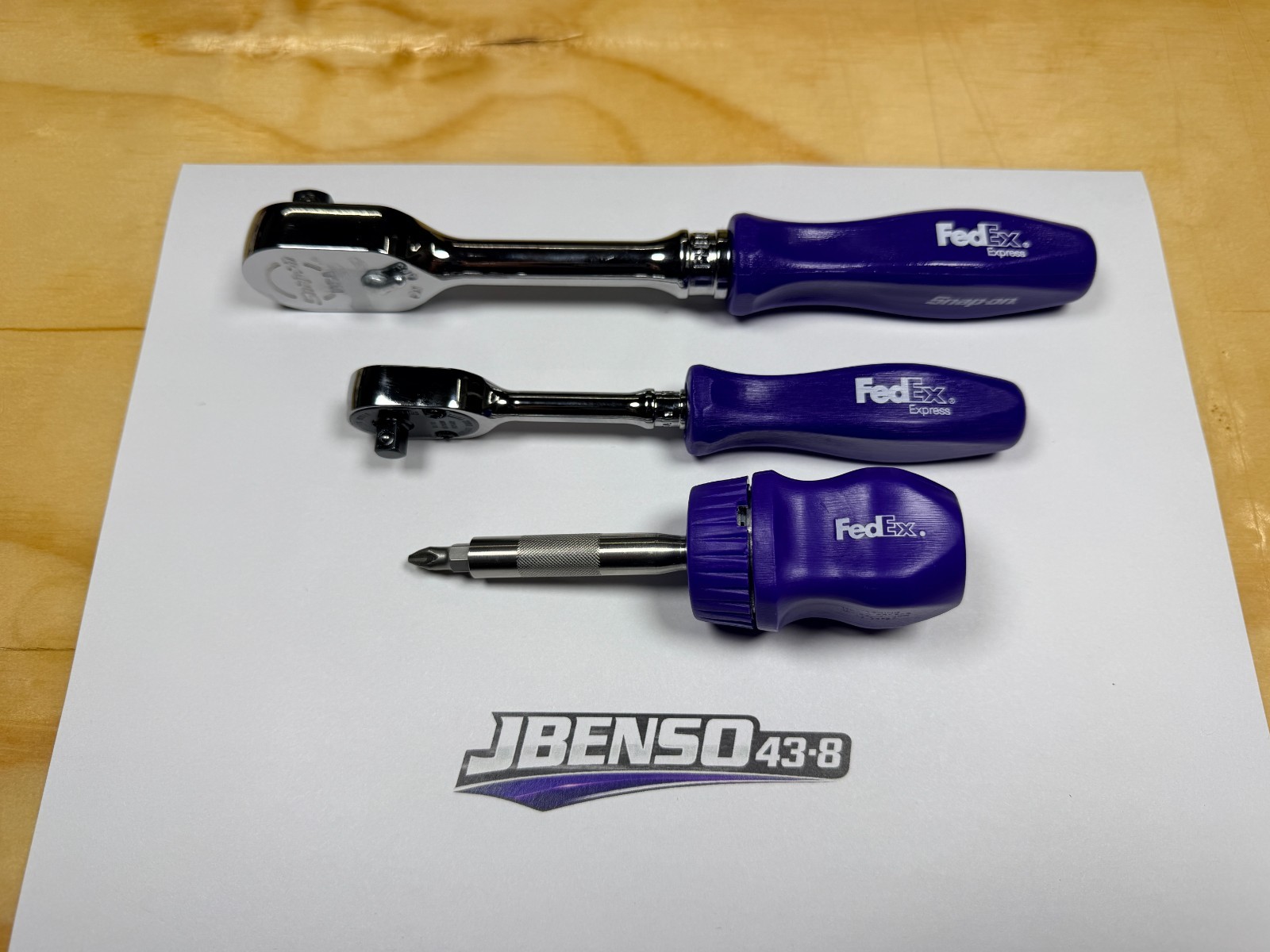 Snap-on Tools NEW ULTRA RARE PURPLE FedEx 3pc AMT DAY Ratchet & Screwdriver Set