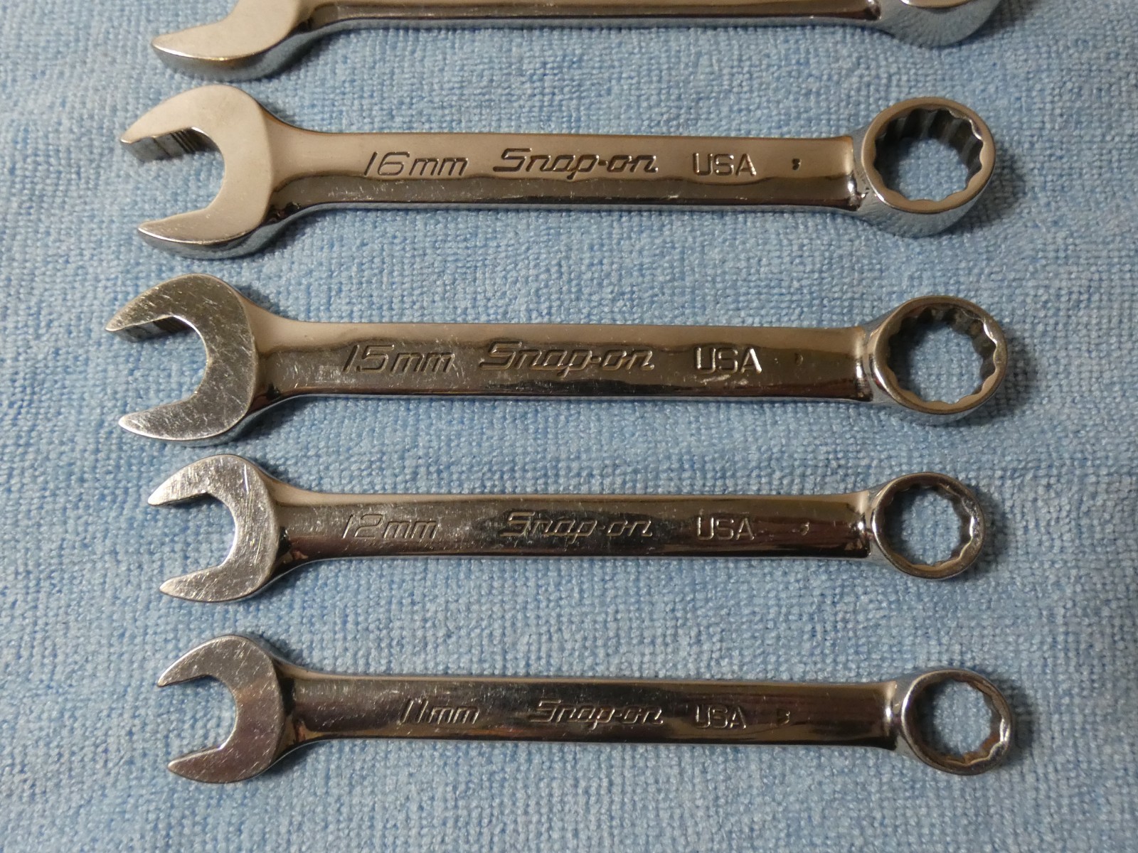 SNAP-ON 6PC METRIC 12PT SHORT COMBINATION WRENCH SET 19MM.18MM,16MM,15MM.12,11MM