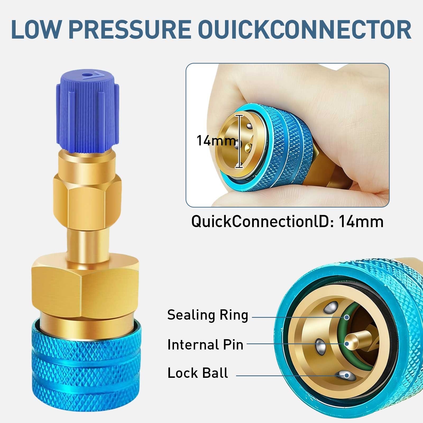 R1234YF to R134A Adapter Kit Quick Coupler High/Low Side Conversion A/C Can Tap